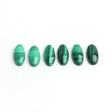 Malachite Oval Single Bevel Buff Top (SBBT) AAA Grade Flat Back Size 8x16x3.5 MM Lot of 15 Pcs Weight 86 Cts