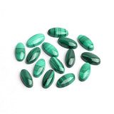 Malachite Oval Single Bevel Buff Top (SBBT) AAA Grade Flat Back Size 8x16x3.5 MM Lot of 15 Pcs Weight 86 Cts