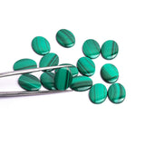 Malachite Oval Single Bevel Buff Top (SBBT) AAA Grade Flat Back Size 12x16x2 mm Lot of 30 Pcs Weight 158 Cts