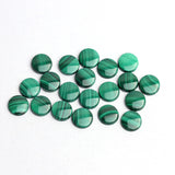 Malachite Round Single Bevel Buff Top (SBBT) AAA Grade Flat Back Size 11 mm Lot Of 48 Pcs Weight 205 Cts