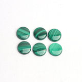 Malachite Round Single Bevel Buff Top (SBBT) AAA Grade Flat Back Size 11 mm Lot Of 48 Pcs Weight 205 Cts