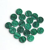 Malachite Round Carved AAA Grade Both Side Polished Size 11x11x3MM 20 Pcs Weight 96 Cts