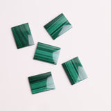 Malachite Rectangle Single Bevel Buff Top (SBBT) AAA Grade Flat Back Size 15x20x2.5 mm 10 Pcs Weight 113 Cts