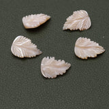 Pink MOP (Mother of Pearl) Fancy Leaves Carving Top Half Drilled Both Side Polished AAA Grade Size 10x14 MM Lot Of 5 Pcs