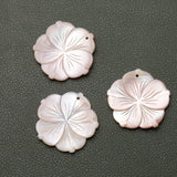 Pink MOP (Mother of Pearl) Fancy Flower Carving Front Drilled Both Side Polished AAA Grade Size 30 MM Lot Of 6 Pcs