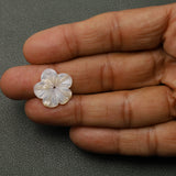 MOP (Mother of Pearl) Fancy Flower Carving Center Drilled Both Side Polished AAA Grade Size 19 MM 4 Pcs