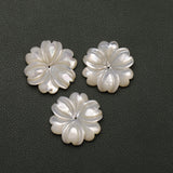 MOP (Mother of Pearl) Fancy Flower Carving Center Drilled Both Side Polished AAA Grade Size 30 MM 2 Pcs