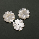 MOP (Mother of Pearl) Fancy Flower Carving Center Drilled Both Side Polished AAA Grade Size 30 MM 2 Pcs