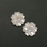 MOP (Mother of Pearl) Fancy Flower Carving Center Drilled Both Side Polished AAA Grade Size 30 MM 2 Pcs