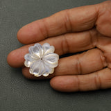 MOP (Mother of Pearl) Fancy Flower Carving Center Drilled Both Side Polished AAA Grade Size 30 MM 2 Pcs