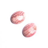 Rhodochrosite Oval Cabochon AAA Grade Flat Back Size 12x16 mm Lot Of 2 Pcs Weight 15 Cts