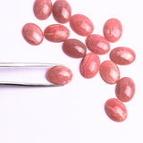 Rhodochrosite Oval Cabochon AAA Grade Flat Back Size 10x14 mm Lot Of 14 Pcs Weight 75 Cts