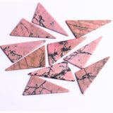 Rhodonite Triangle Flat Top Straight Side (FTSS) Both Side Polished AAA Grade Size 23x42 MM 10 Pcs Weight 175 Cts