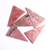 Rhodonite Triangle Flat Top Straight Side (FTSS) Both Side Polished AAA Grade Size 30x49 MM 5 Pcs Weight 136 Cts