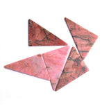 Rhodonite Triangle Flat Top Straight Side (FTSS) Both Side Polished AAA Grade Size 35x46 MM 5 Pcs Weight 144 Cts