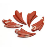 Red Jasper Fancy Shape Carving Top Drilled Both Side Polished AAA Grade Size 60x30x7 mm 2 Pcs Weight 126 Cts