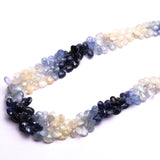 Blue Sapphire Shaded Faceted Badamcha Twisted 2 Line Necklace AA Grade Weight 630 Cts