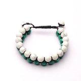 Malachite + White Howlite 10 MM Round Beads 8 Inch Adjustable Bracelet AAA Grade