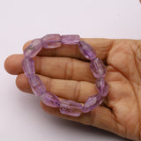 Amethyst Faceted Nugget A Grade Handmade Stretchable Bracelet