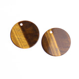 Tiger Eye Round Flat Top Straight Side (FTSS) Front Drill Both Side Polished AAA Grade Size 42x42x2 MM 4 Pcs Weight 116 Cts