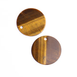 Tiger Eye Round Flat Top Straight Side (FTSS) Front Drill Both Side Polished AAA Grade Size 42x42x2 MM 4 Pcs Weight 116 Cts