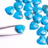 Turquoise (Stabilized) Heart Both Side Polished AAA Grade Size 15x15x4 MM 20 Pcs Weight 117 Cts