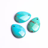 Turquoise (Stabilized) Pear Tear Drop Front Drilled AAA Grade Both Side Polished Size 35x25x9 mm 3 Pcs Weight 141 Cts