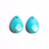 Turquoise (Stabilized) Pear Tear Drop Front Drilled AAA Grade Both Side Polished Size 35x25x9 mm 3 Pcs Weight 141 Cts