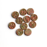 Unakite Round Carved Both Side Polished AAA Grade Size 11 MM 20 Pcs Weight 69 Cts